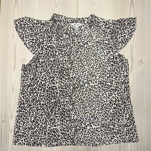 Nine West Black and White Ruffled Blouse